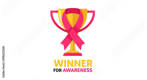 Award Presentation For Breast Cancer Awareness, Symbolizing Victory And Hope