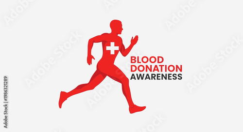 Blood Donation Awareness: Emblem of Health, Movement and Lifesaving Support in Red