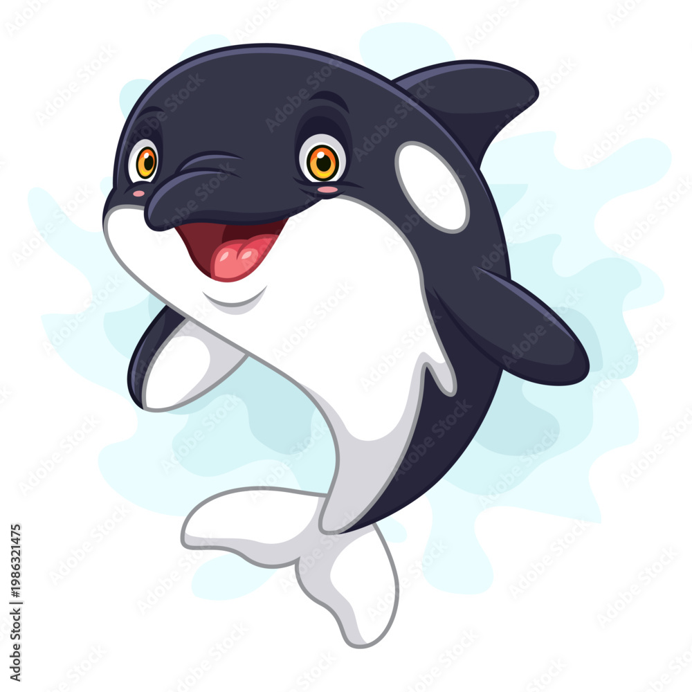 Fototapeta premium Cartoon killer whale on white background