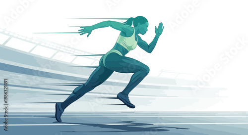 Athletic Speedster Sprinting Across The Track Depicting Power and Determination