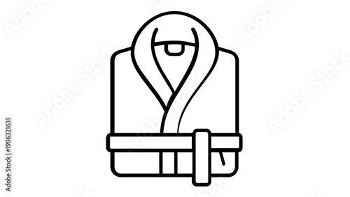 Minimalist Bathrobe Vector Icon Illustration, Flat Line Art Design for Spa, Hotel, and Bathroom Wellness, Scalable Graphic for Morning Routine, Relaxation, and Comfort Apparel Concepts.