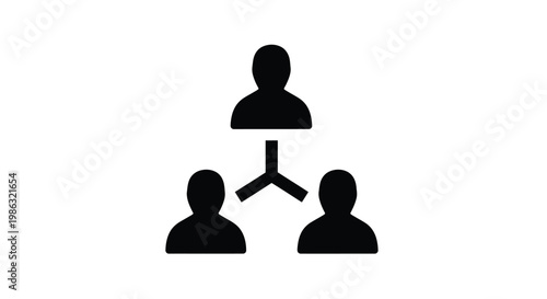 Simple vector illustration of a hierarchical organizational structure with three people