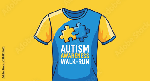 Autism Awareness Campaign Shirt Design Symbolizing Puzzle Pieces and Community Support