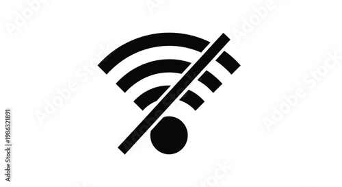 No wifi signal icon with a line through it symbolizing internet connection issues or restrictions