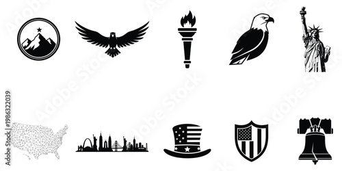 Independence day usa patriotic symbols of freedom eagle statue of liberty more