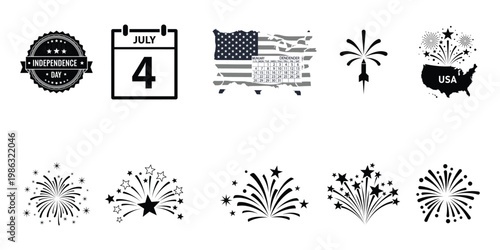 Celebrating independence day usa patriotic icons fireworks for july 4th
