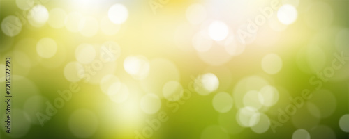 Abstract nature background of soft sunlit bokeh and vibrant green and yellow gradient.