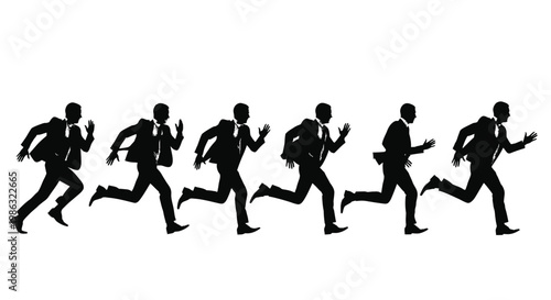 Businessmen Racing Forward in Silhouette: A Dynamic Visualization of Progress