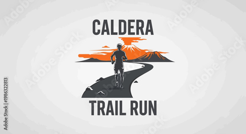 Caldera Trail Run Silhouette Depicting a Runner on a Mountainous Road Landscape Adventure