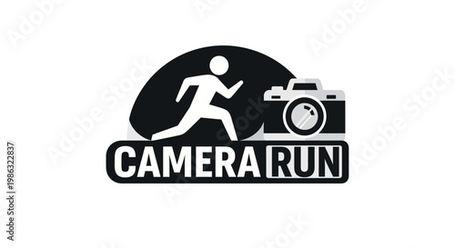 Camera Run: An Energetic Logo Depicting Photography and Movement in a Simple Style