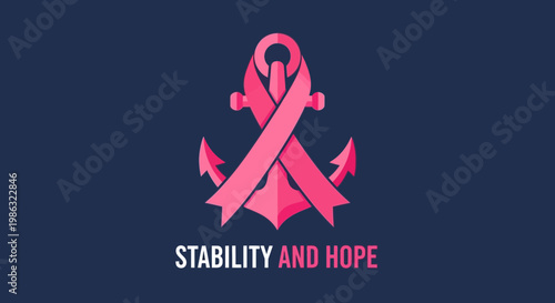 Cancer Awareness Anchor Design Symbolic Of Stability, Hope And Support For The Cause