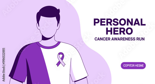 Cancer Awareness Champion, Symbolic Run Featuring Personal Hero Concept Illustration