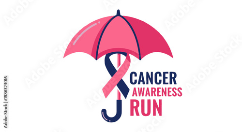 Cancer Awareness Promotion Design Featuring a Run Event and Symbolic Ribbon Representation