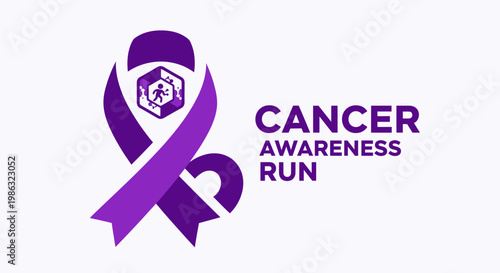 Cancer Awareness Promotion: Purple Ribbon Design for Charity Run and Fundraising Events