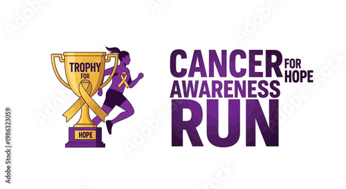 Cancer Awareness Charity Run Trophy: Hope, Fitness, and Determination Illustrated Beautifully