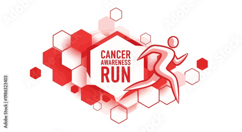 Cancer Awareness Run Graphic Depicting an Abstract Runner, a Symbol of Hope and Resilience