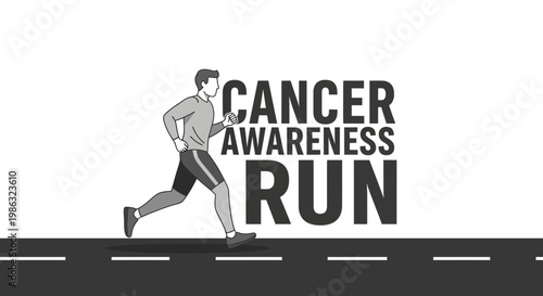 Cancer Awareness Run Marathon Illustration: Support and Advocate Early Detection and Prevention