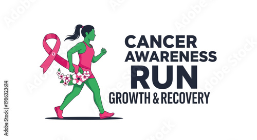 Cancer Awareness Run Promoting Growth And Recovery With A Symbol Of Hope And Resilience