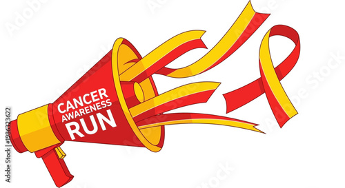 Cancer Awareness Run Megaphone With Awareness Ribbons