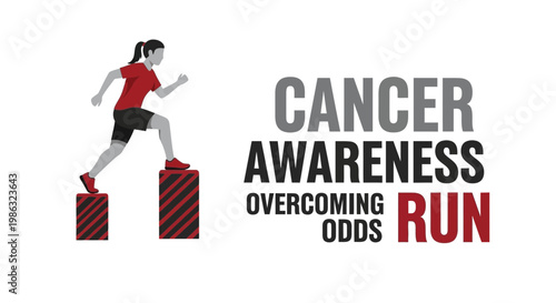 Cancer Awareness Run Overcoming Odds Graphic With Athlete