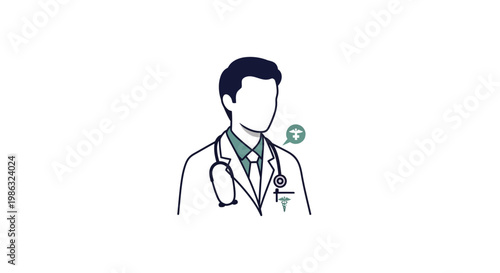 Doctor in white lab coat standing.