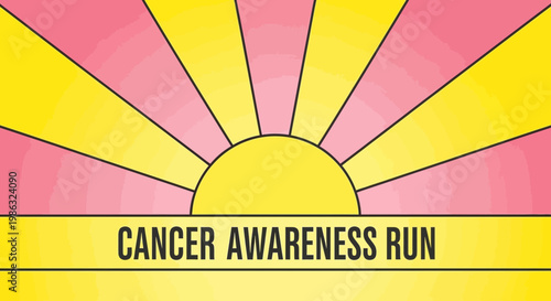 Cancer Awareness Run Sun Burst Event Graphic Design