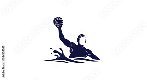 Man Playing Water Polo Sport.