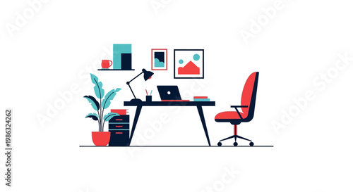 Office Chair with Red Cushion Seated.