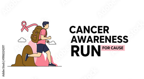 Cancer Awareness Run Symbolizing Hope and Support for Cause With Minimalist Design