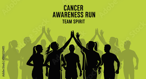 Cancer Awareness Run Team Spirit Celebration Vibrant Graphic