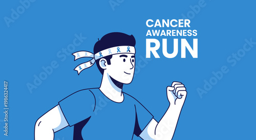 Cancer Awareness Run: Young Person Jogging for Health and Fundraising Campaign