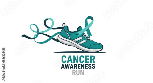Cancer Awareness Running Shoe With Teal Ribbon Emblem
