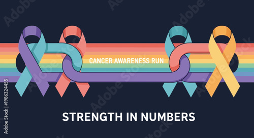 Cancer Awareness Run United Ribbons Rainbow Strength In Numbers