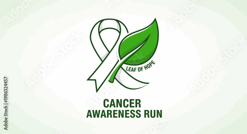 Cancer Awareness, Leaf of Hope, and Ribbon Symbolizing Support and Solidarity