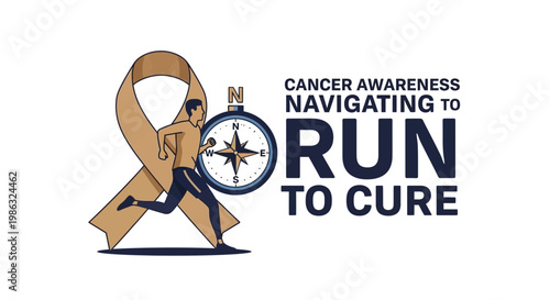 Cancer Awareness, Navigating To Run And Cure, Illustrated Concept Design For Inspiration