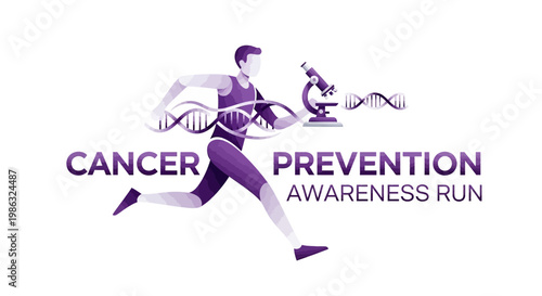 Cancer Prevention Awareness Run Symbolism Depicting Healthy Lifestyle Through Exercise
