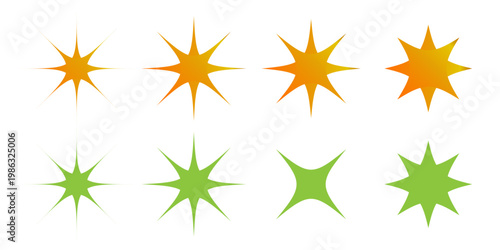 Colorful Gradient Orange and Solid Green Circles Set: Versatile Design Elements on White Background