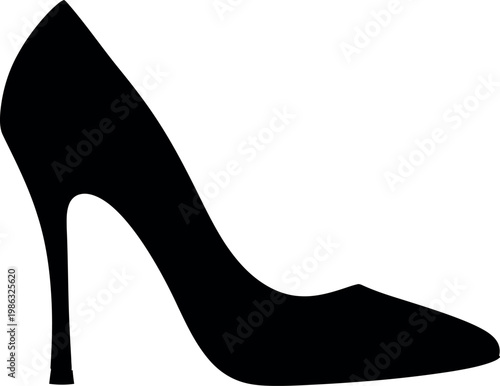 Black stiletto heel silhouette isolated on transparent background