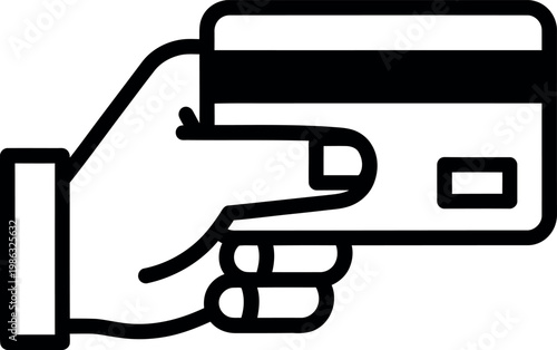 Credit card hand silhouette isolated on transparent background