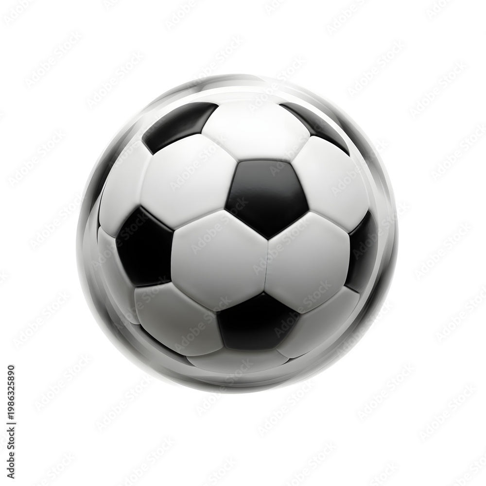 Fototapeta premium Classic black and white soccer ball equipment isolated on white background for sport theme with football