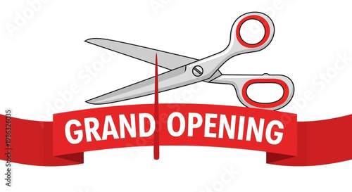 Celebration Of A New Beginning: Grand Opening Scissors Cutting The Ribbon Ceremony