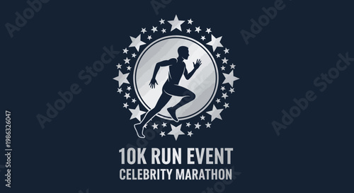 Celebrity Marathon 10K Run Event Icon Design for Sports Activities and Healthy Living