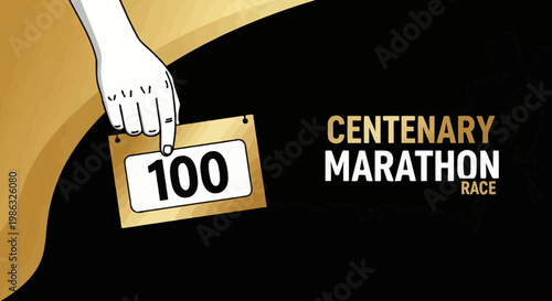 Centenary Marathon Race Hand Holding Number 100 Event Participation