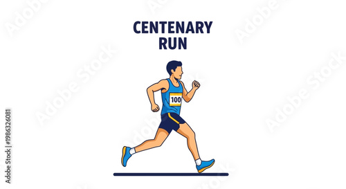 Centenary Run Depicting Marathon Runner in Vibrant Vector Style Illustration Design