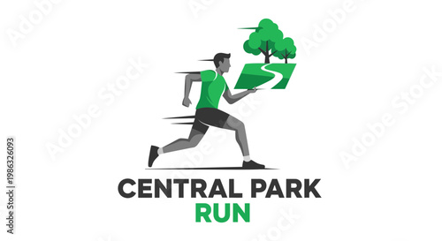 Central Park Run: Dynamic Logo Emphasizing Fitness, Nature, and Recreational Activities at Speed