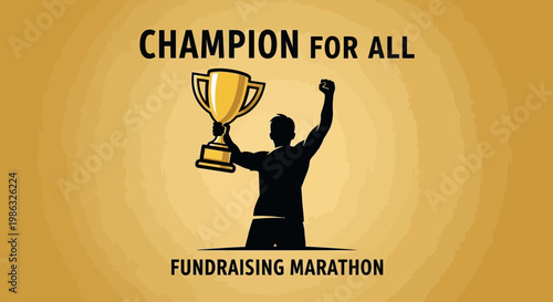 Champion With Trophy Winning Fundraising Marathon to Support Everyone Victory
