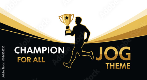 Champion With Trophy Jogging Design Concept for Running or Fitness Theme Adobe Stock