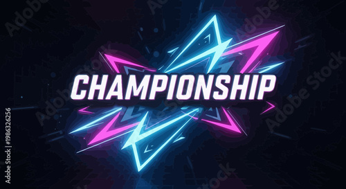 Championship Announcement with Neon Lights and Geometric Aesthetic Design for Competitions
