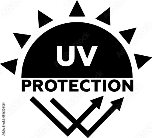 UV Protection Icon Sun Shield Symbol Black Minimal Vector Design