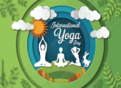 Yoga day 5 vector illustration with colorful design elements